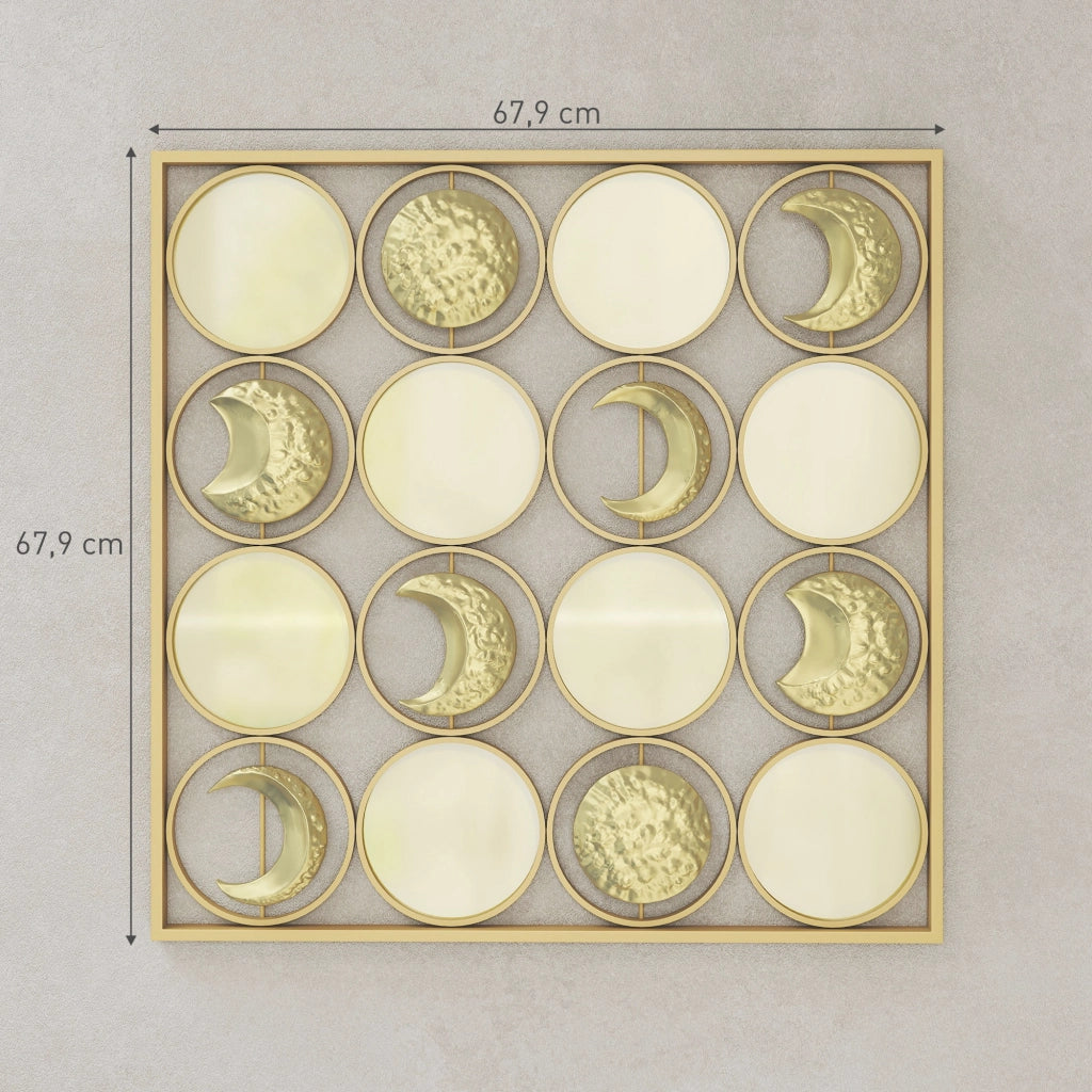 Specchio Lunare Decorativo Parete con 16 Dischi ¨C Zephmum ¨C Dorato