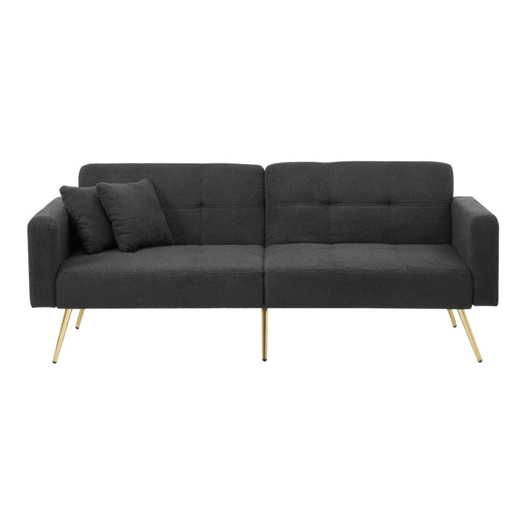 Divano letto 175 cm grigio antico in tessuto Sherpa - schienale regolabile