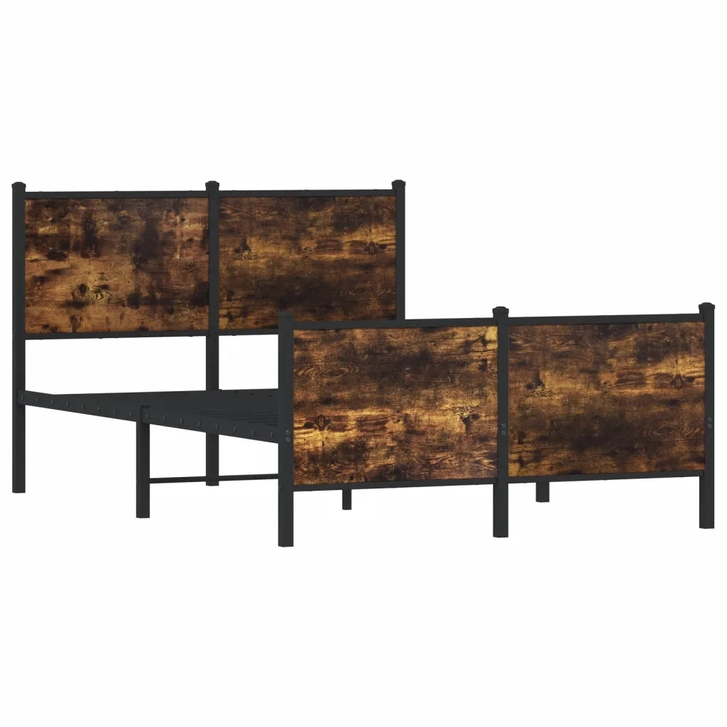 Letto matrimoniale | Letto per adulti | Giroletto senza Materasso in Metallo Rovere Fumo 120x190 cm
