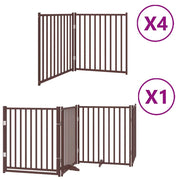 Cancelletto di sicurezza per animali domestici porta pieghevole 12 pannelli legno di pioppo marrone 02_0023148