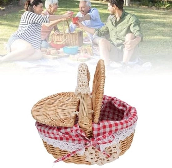 Borsa picnic a portata di mano - Maniglia pieghevole - Coperchio apribile doppio - Rivestimento rimovibile - Ecologico - Ideale per attività all'aperto - Borsa da trasporto