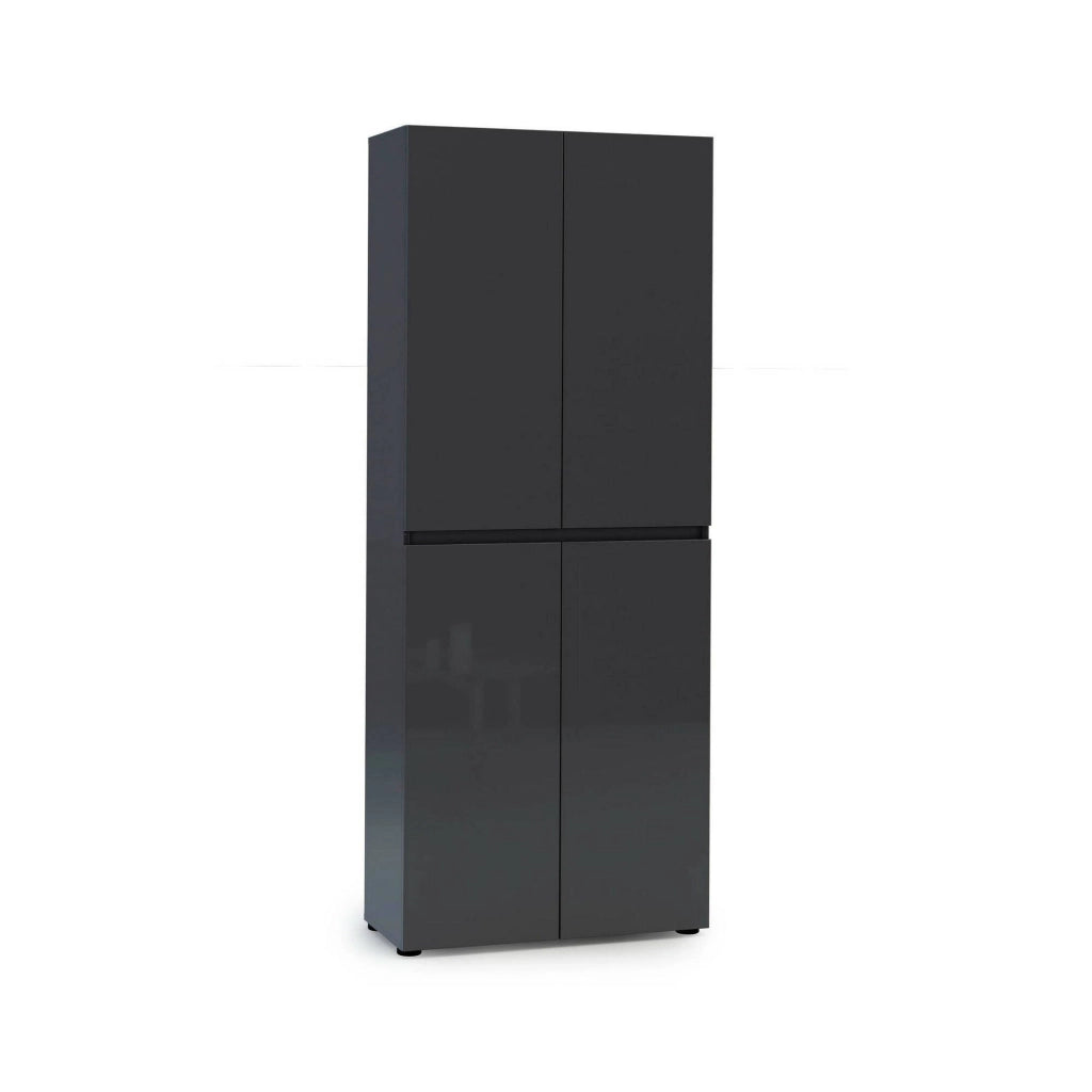 Scarpiera Bellante, Mobile portascarpe, Armadio da ingresso multiuso, Mobiletto per calzature, Made in Italy, 80x34h200 cm, Antracite