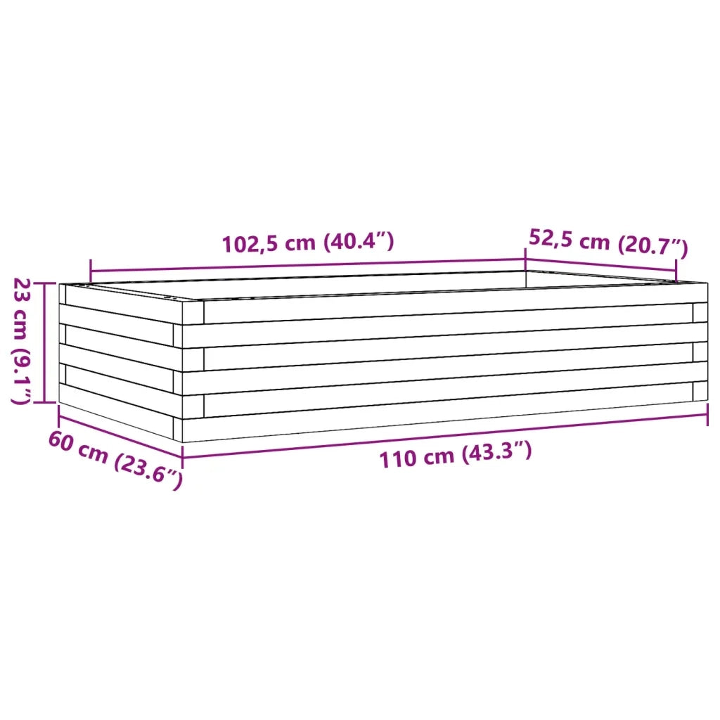 Fioriera Giardino Marrone Cera 110x60x23 cm Legno Massello Pino
