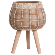 Vaso per piante Marrone chiaro Magnesio Base rotonda in legno massiccio Vaso per piante alte
