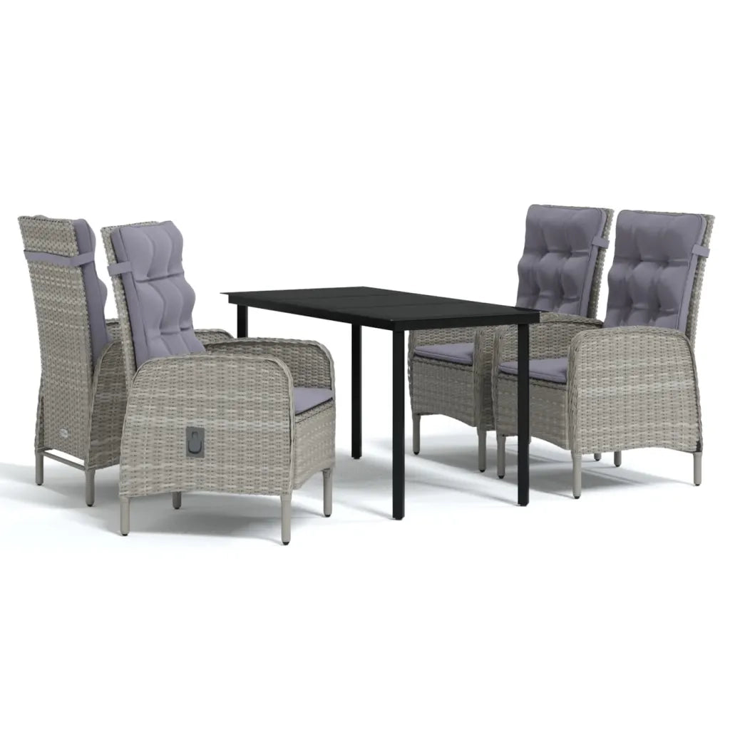 Set da Pranzo da Giardino 5 pz con Cuscini Grigio e Nero cod mxl 52017