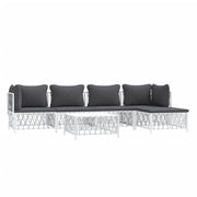Mobili da giardino mobili da esterno set di mobili con cuscini 6 pezzi acciaio bianco 02_0018319