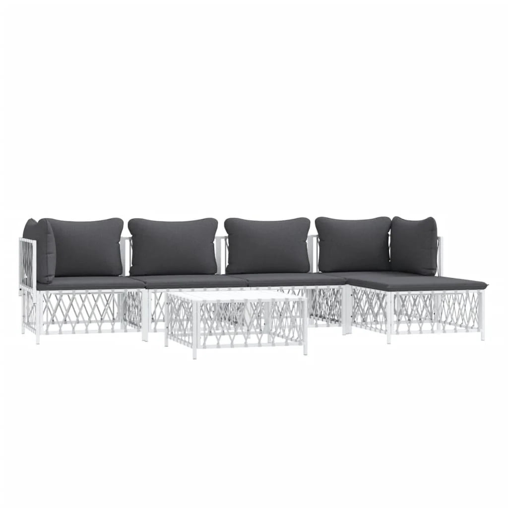 Mobili da giardino mobili da esterno set di mobili con cuscini 6 pezzi acciaio bianco 02_0018319