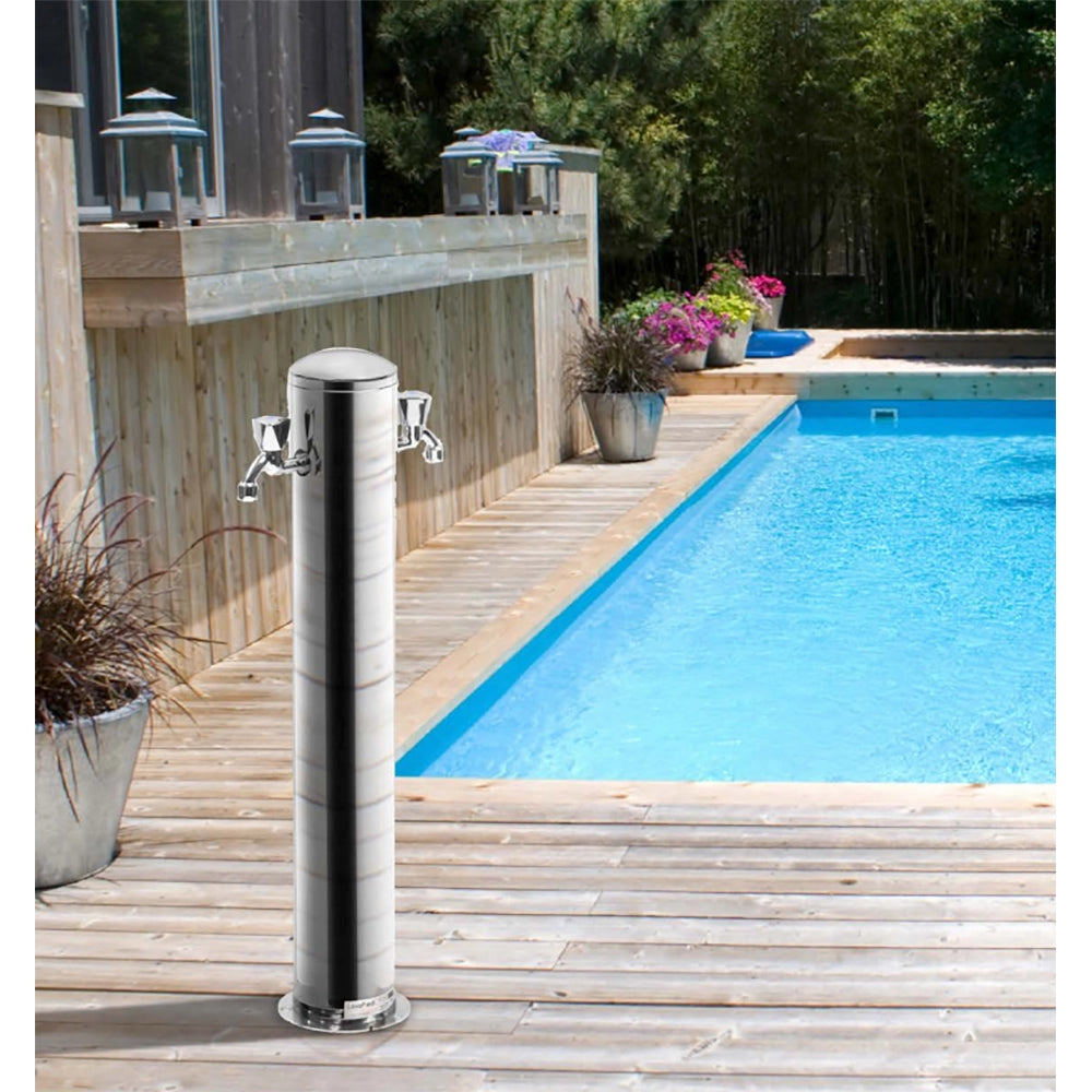 Doccetta Lavapiedi da Giardino con 2 Rubinetti ATI Docce LAV 2R Inox Anodizzato