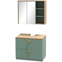 kleankin Set di Mobili da Bagno con Mensole Regolabili, 2 Cassetti, Design Scandinavo, Verde