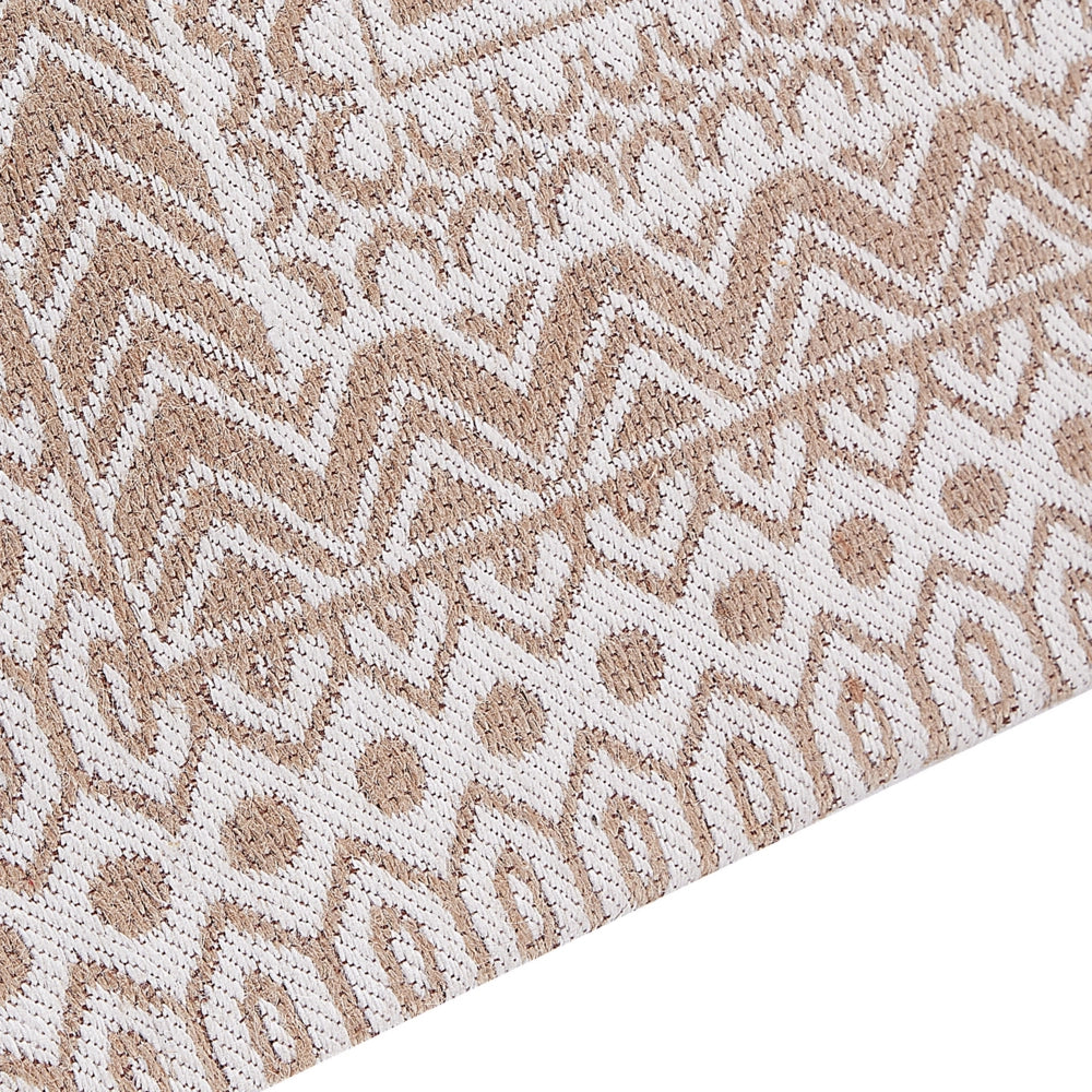 Tappeto moderno dal motivo geometrico 80 x 150 cm beige e bianco soggiorno camera da letto