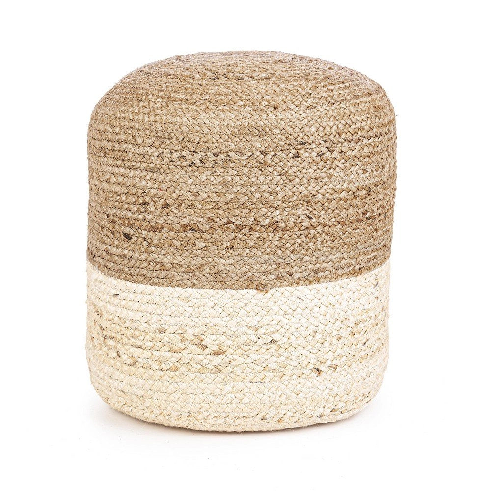 Pouf in Iuta Bianco Boho da Interno 45 cm - THOMAS