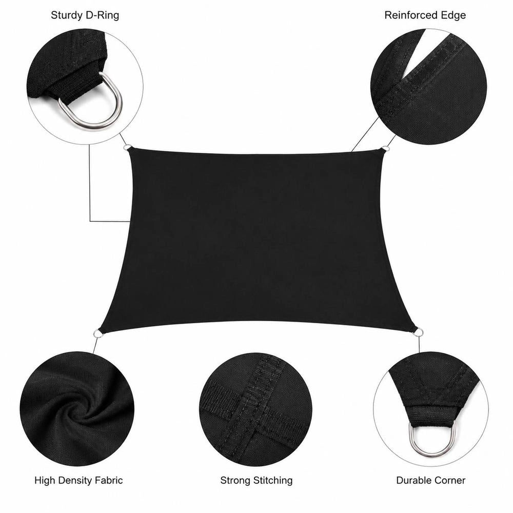Sunshade Sail Made Of Oxford Fabric, Square, 4x4 M, Black