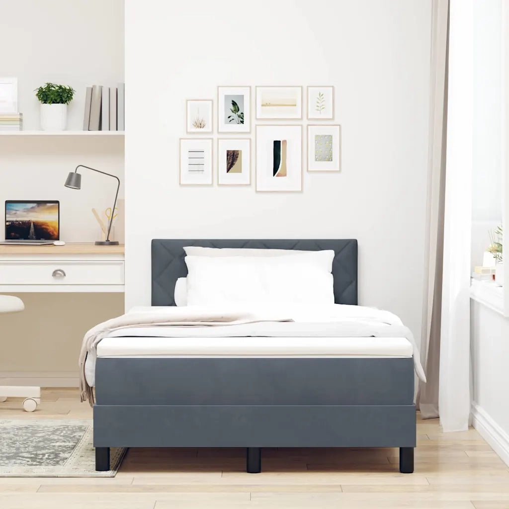 Letto a Sorgente LED con led Grigio scuro 120 x 200 cm Velluto