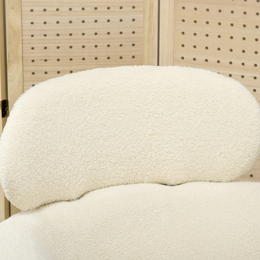Poltrona relax con poggiatesta ¨C Xylo ¨C tessuto boucl¨¦ crema, gambe metallo, 71x65x90 cm