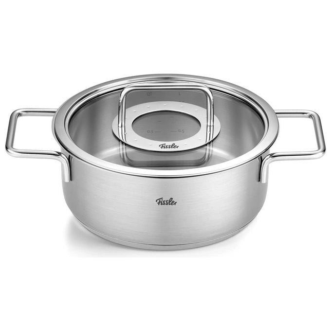 Fissler Pentola Bassa Pure Collection 20 cm 2.4 L Acciaio Inox con Coperchio