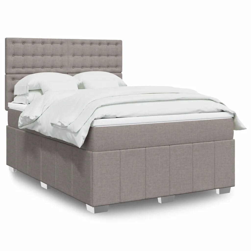 vidaXL Giroletto a Molle con Materasso Tortora 140x190 cm in Tessuto