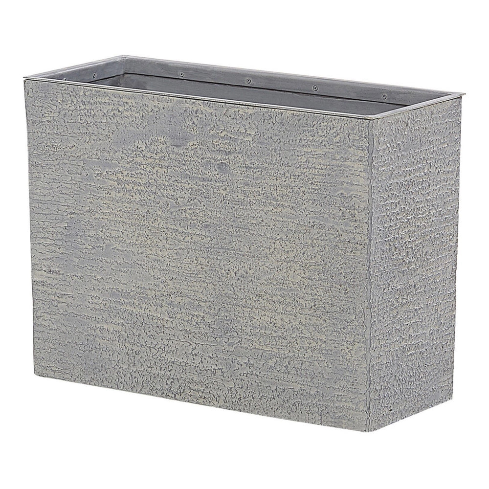 Vaso per piante in pietra grigia 45 x 60 x 25 cm Fioriera rettangolare per interni ed esterni