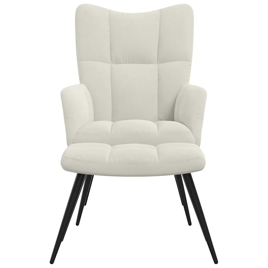 Poltrona Relax con Poggiapiedi Bianco Crema in Velluto cod mxl 23686