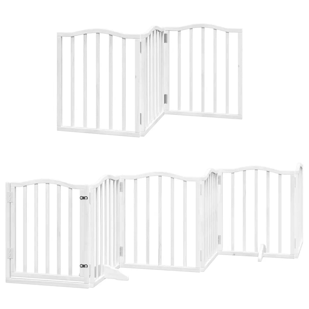 vidaXL Cancello Cani Porta Pieghevole Bianco 12 Pannelli 600 cm Pioppo