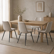 Set di 4 sedie da pranzo in PU nero e grigio con struttura in metallo; design moderno