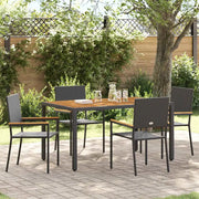 Set da Pranzo per Giardino 5 pcs Nero polyrattan