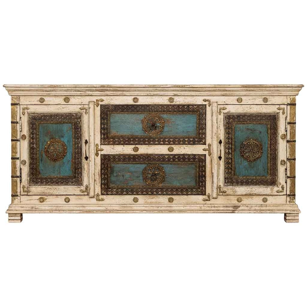 Credenza in legno artigianale, 165x45x76h cm, bianco