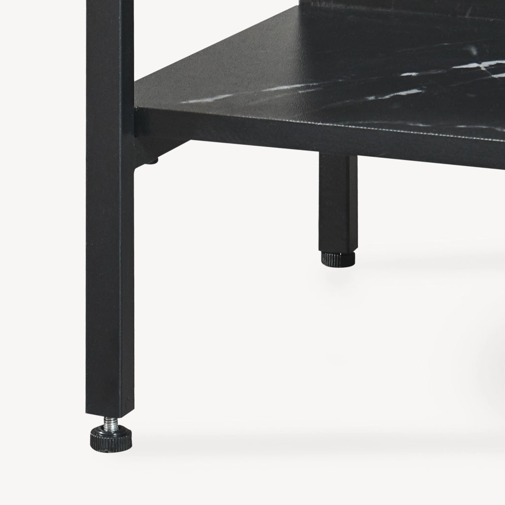 Libreria Noskik Scaffale da Terra con Ripiani 180 x 120 x 30 cm - Nero / Effetto Marmo Nero [en.casa]