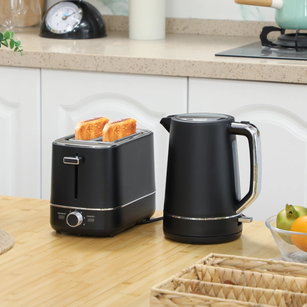 Bollitore e Toaster Set ¨C Zephmum ¨C 1,7L 6 Livelli Tostatura Nero/Acciaio