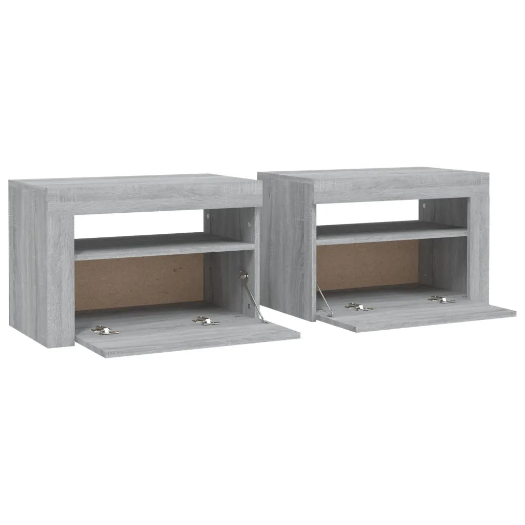 Comodini 2 pz con Luci LED Grigio Sonoma 60x35x40 cm 3144973