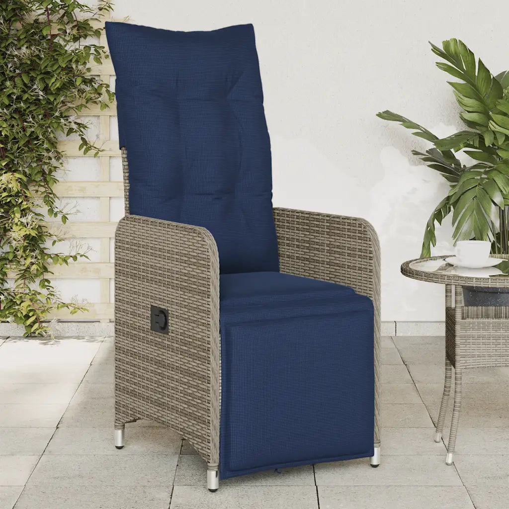 vidaXL Sedia da giardino reclinabile con cuscini grigia in polyrattan