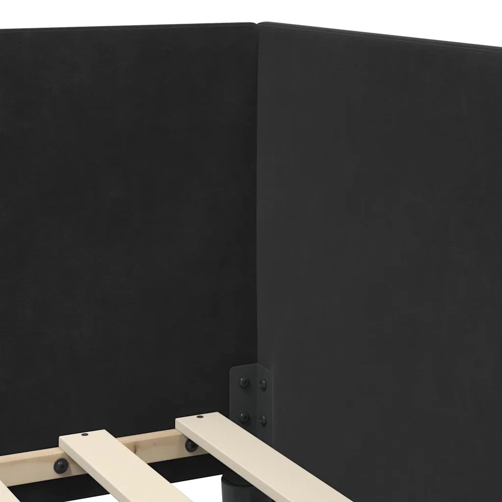 Cornice del letto ad angolo Nero 100 cm x 200 cm Velluto