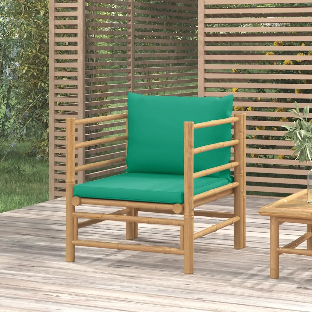 Divano da Giardino con Cuscini Verdi in BambÃ¹cod mxl 118650