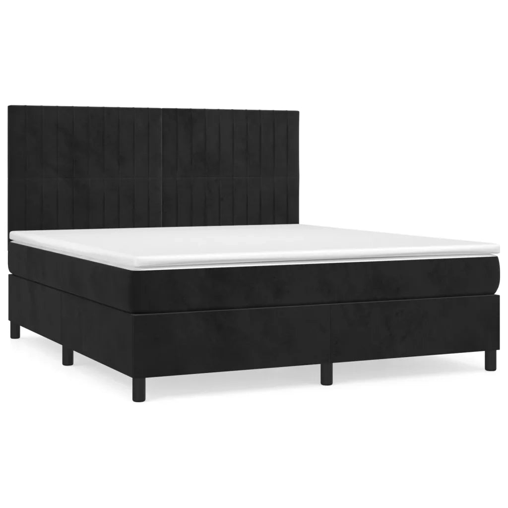 Giroletto a Molle con Materasso Nero 180x200 cm in Velluto 3143159