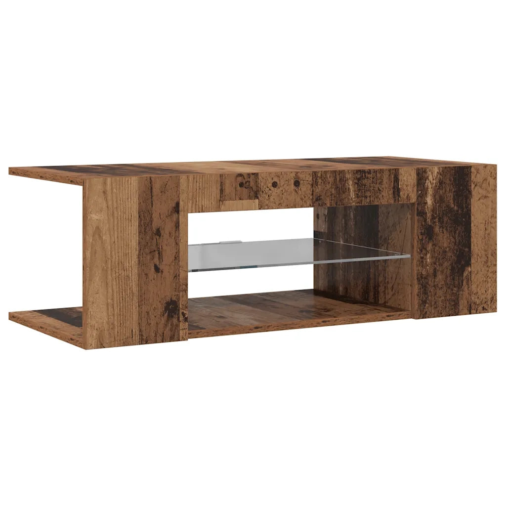 Mobile Porta TV con LED Legno Antico 90x39x30 cm Multistrato 856325