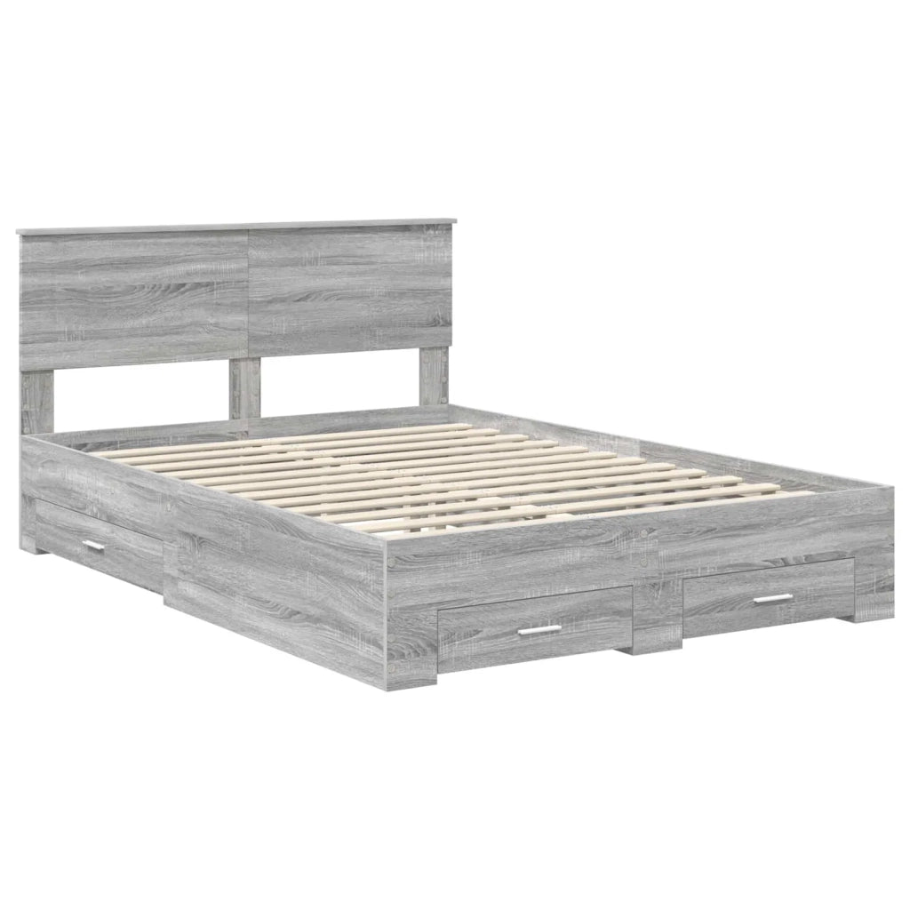 Struttura del letto con testiera Grigio Sonoma 140 x 190 cm