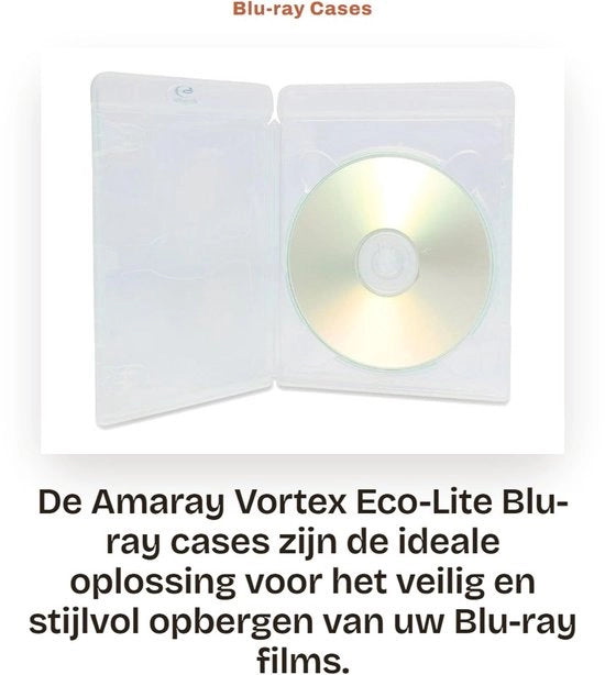 Scatole Blu-ray - 100 x Eco-Lite - Transparenti - 1 disco - Sostenibili - Copertine complete - Design moderno - Scatole per media