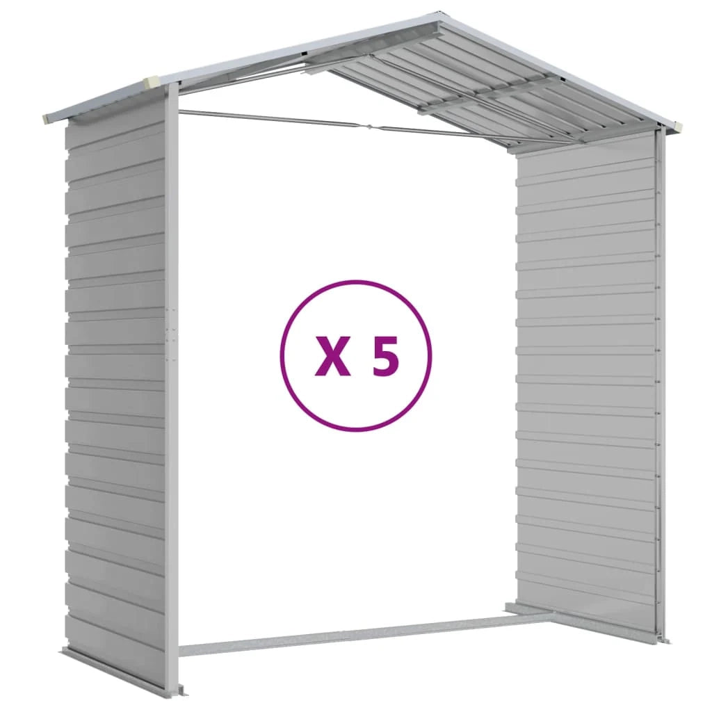 Casetta da giardino cabina ripostiglio capanno da esterno capanno per attrezzi robusta colore chiaro 191 x 470 x 198 cm acciaio zincato grigio 02_0022245