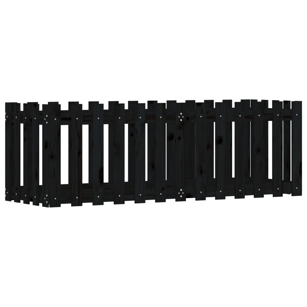 Fioriera Giardino a Recinzione Nera 150x50x50cm Massello Pinocod mxl 83692