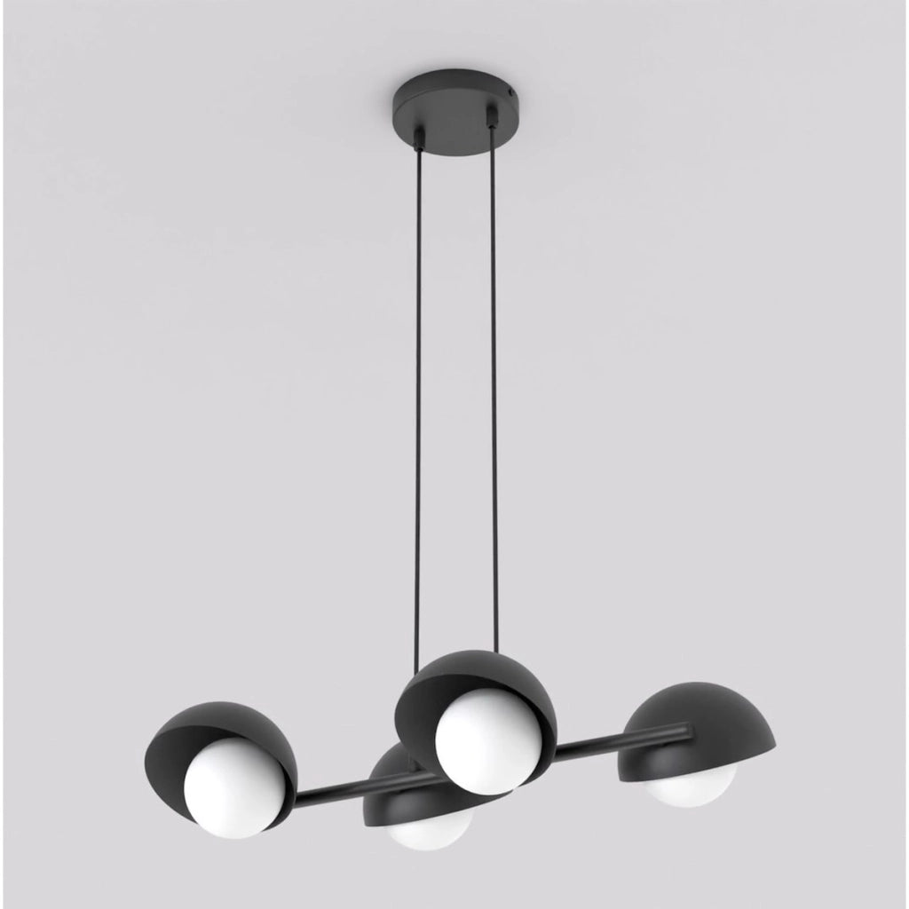 Lampada a sospensione BOOM in acciaio nero con diffusori sferici