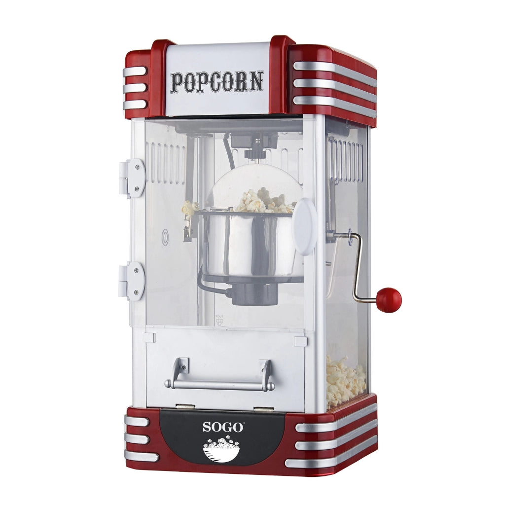 SOGO Macchina per Popcorn Retrò 8 Tazze, Contenitore in Acciaio Inox, Con Luce Interna