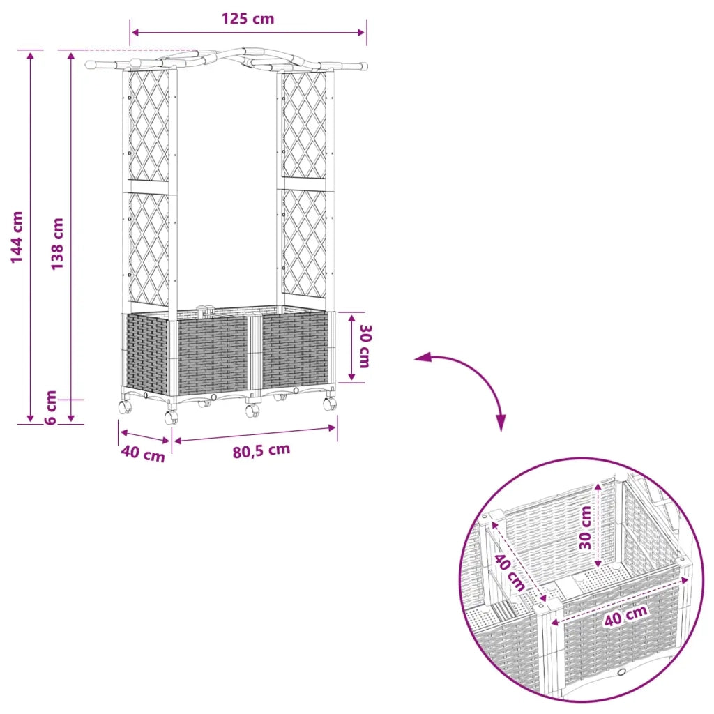 Letto Rialzato con Griglia e Tetto Nero 125 x 40 x 144 cm PP 3423014