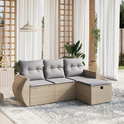 Set Divano da Giardino 4 pz con Cuscini-Sofa da Giardino-Divanetto da esterno Beige Misto Polyrattan 621380