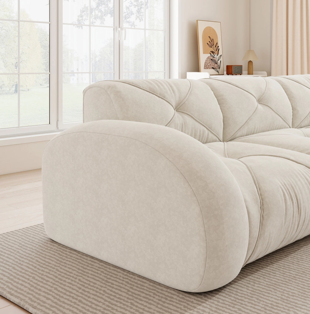 Divano modulare senza struttura in ciniglia beige chiaro HOMVRA