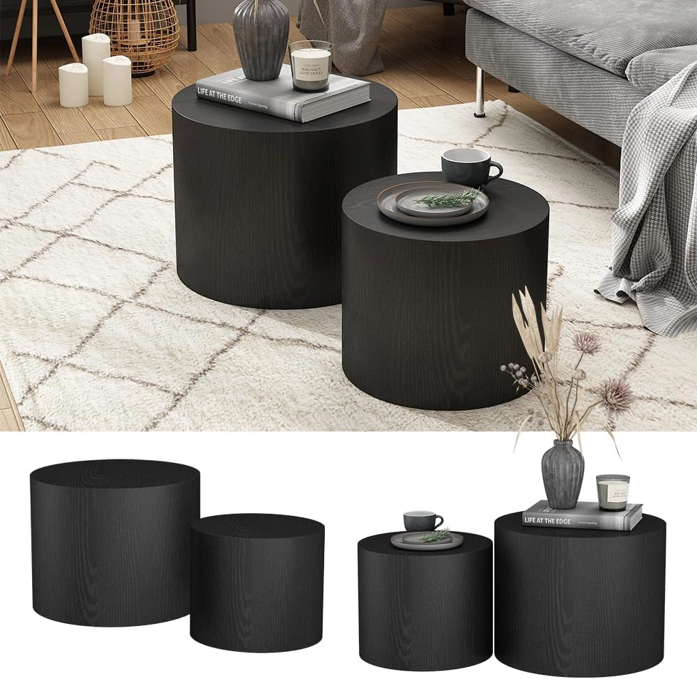 Set di tavolini Giva, Nero, 48 x 48 cm, adatti come tavolini da salotto e per aree lounge