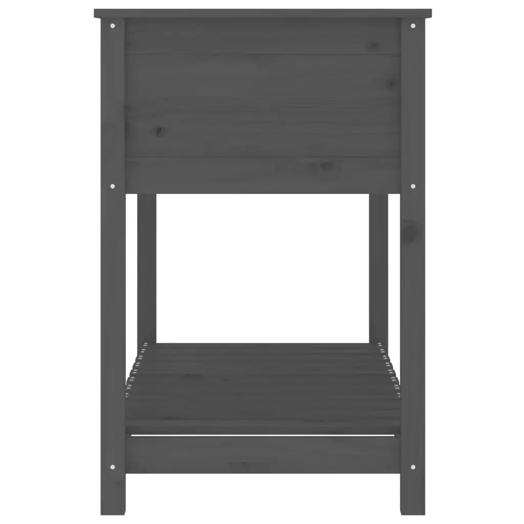 Fioriera con Mensola-Vaso con Ripiano-Contenitore per Piante Grigia 111,5x54x81 cm Legno Massello Pino