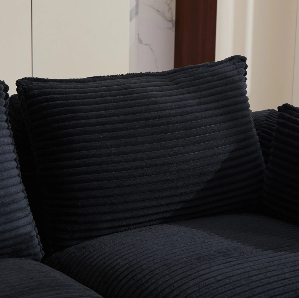 Divano modulare 322x161 cm in velluto a coste nero HOMVRA