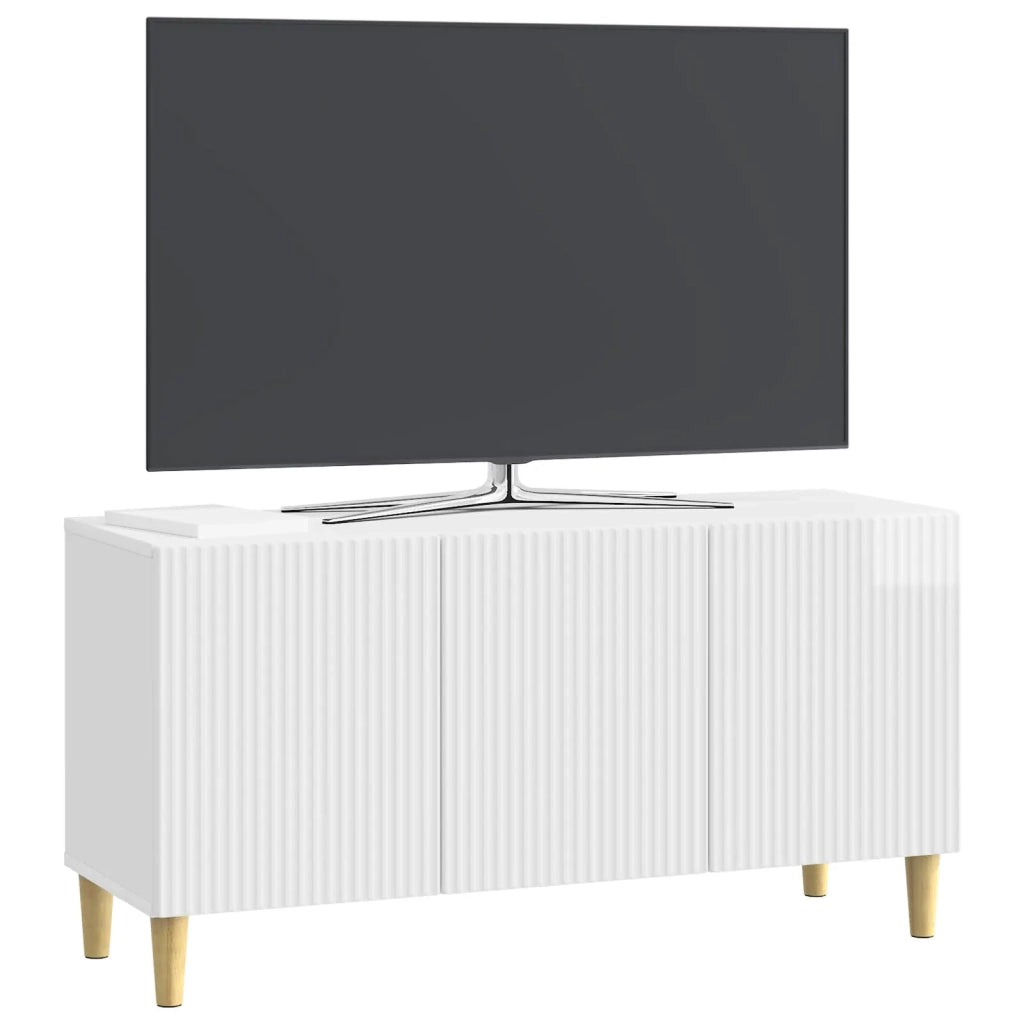 Mobile TV Bianco Lucido 99 x 34,5 x 50 cm Legno ingegnerizzato