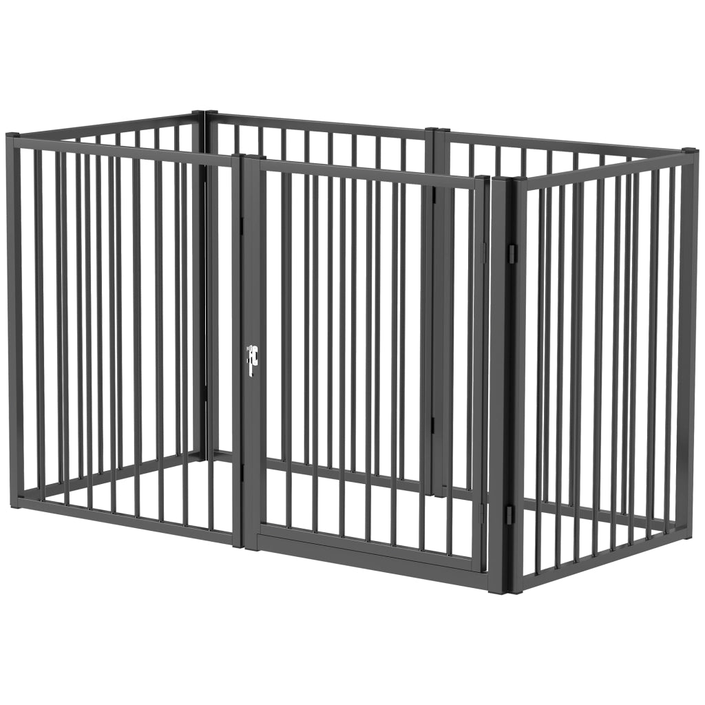 Recinto per cani con porta ¨C Zephmum ¨C 6 pannelli pieghevole in metallo nero