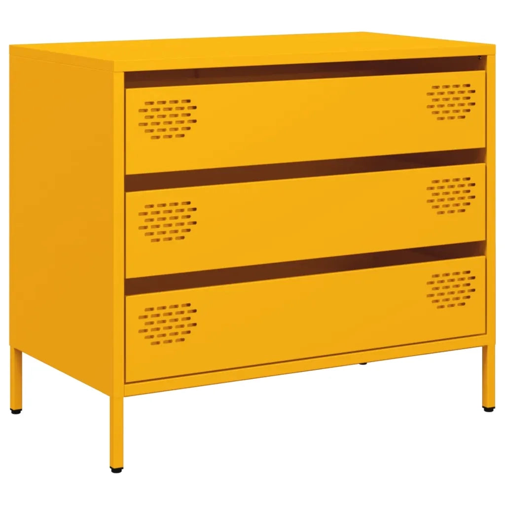 Credenza Giallo Senape 68x39x58,5 cm Acciaio Laminato a Freddo