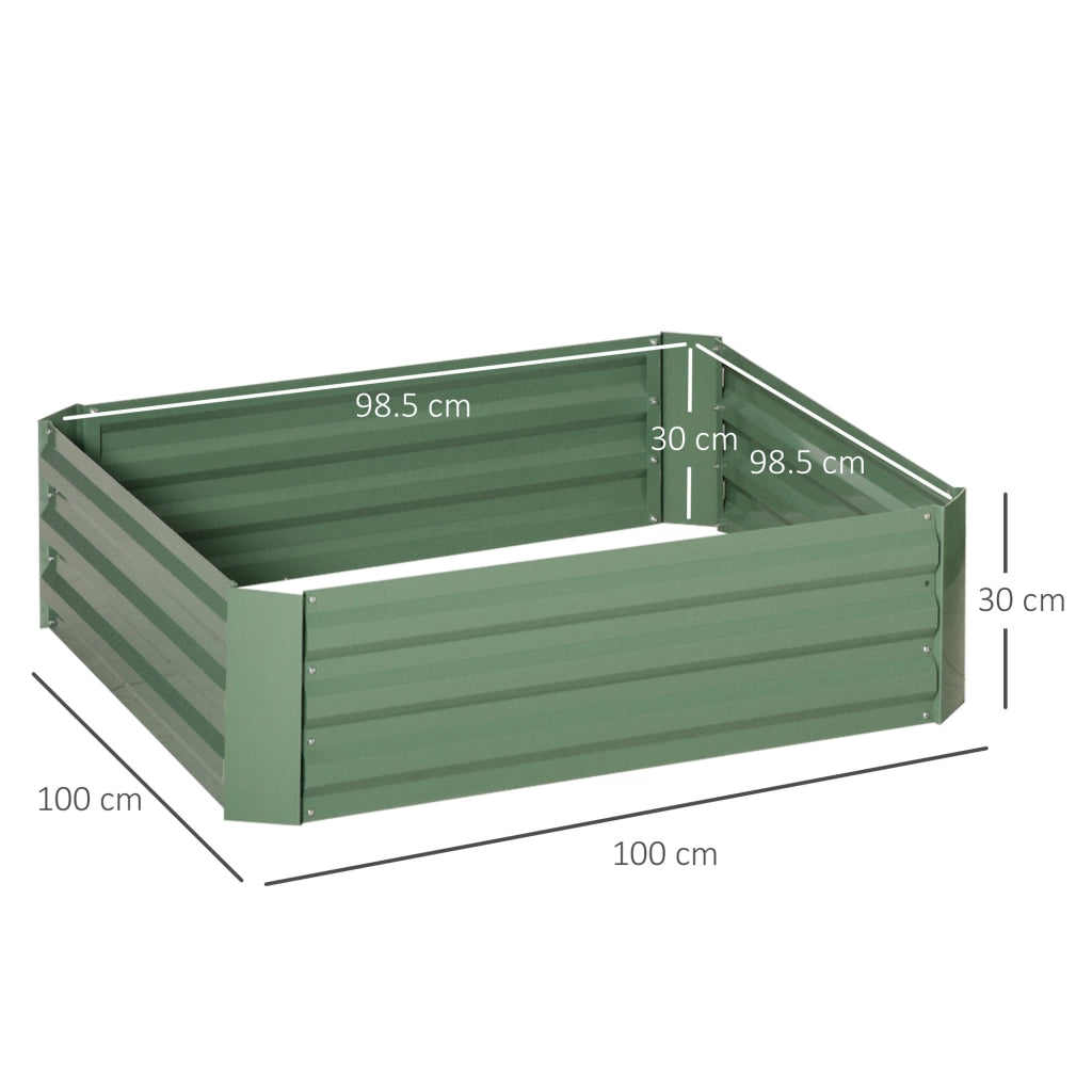 Set di 2 Letti per Orto Rialzati in Acciaio Zincato per Piante e Ortaggi, 100x100x30cm